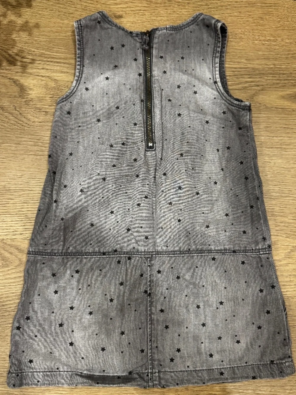 Baby Gap Toddler Girls 3T Gray Chambray Star Print Sleeveless Dress